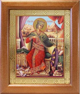 Великомученица Екатерина Александрийская (лик № 054), икона в широкой рамке 19*22,5 см - Иконы оптом