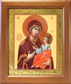 Иверская икона Божией Матери, широкая деревянная рамка 19*22,5 см - Иконы оптом