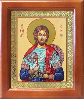 Великомученик Никита Готфский, икона в рамке 12,5*14,5 см - Иконы оптом