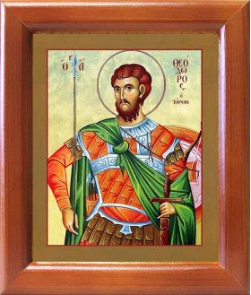 Великомученик Феодор Тирон, икона в рамке 12,5*14,5 см - Иконы оптом