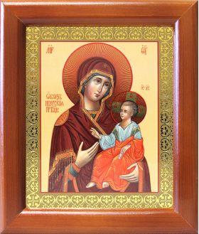 Иверская икона Божией Матери, деревянная рамка 12,5*14,5 см - Иконы оптом