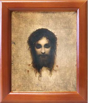 Иисус моргающий или Плат святой Вероники, икона в рамке 12,5*14,5 см - Иконы оптом