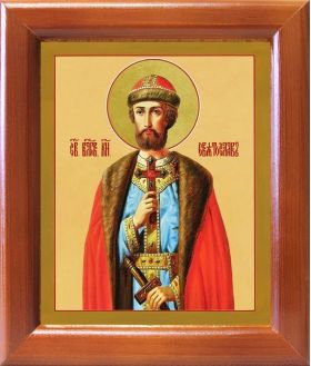 Благоверный князь Святослав Всеволодович, икона в деревянной рамке 12,5*14,5 см - Иконы оптом