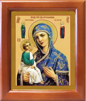 Иерусалимская икона Божией Матери, в деревянной рамке 12,5*14,5 см - Иконы оптом