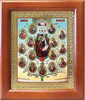Древо Пресвятой Богородицы, икона в рамке 12,5*14,5 см - Иконы оптом