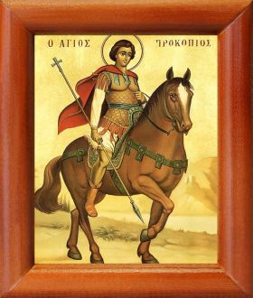 Великомученик Прокопий Кесарийский, икона в рамке 8*9,5 см - Иконы оптом