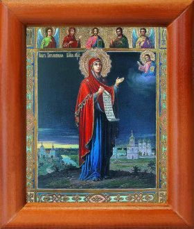 Боголюбская икона Божией Матери, в деревянной рамке 8*9,5 см - Иконы оптом