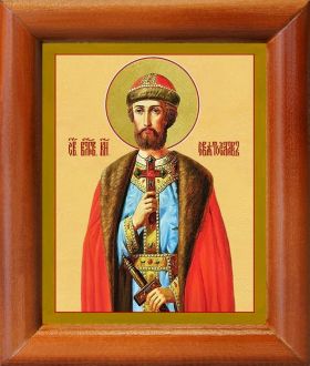 Благоверный князь Святослав Всеволодович, икона в деревянной рамке 8*9,5 см - Иконы оптом
