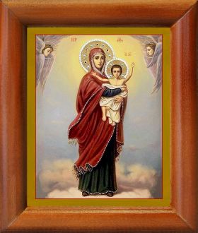Икона Божией Матери "Благодатное небо", в деревянной рамке 8*9,5 см - Иконы оптом
