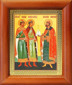 Благоверные князья Борис, Глеб и Роман, икона в рамке 8*9,5 см - Иконы оптом