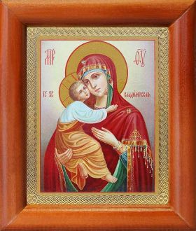 Владимирская икона Божией Матери (лик № 084), икона в деревянной рамке 8*9,5 см - Иконы оптом