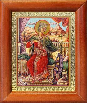 Великомученица Екатерина Александрийская (лик № 054), икона в деревянной рамке 8*9,5 см - Иконы оптом