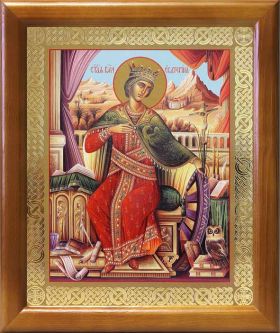 Великомученица Екатерина Александрийская (лик № 054), икона в деревянной рамке 17,5*20,5 см - Иконы оптом