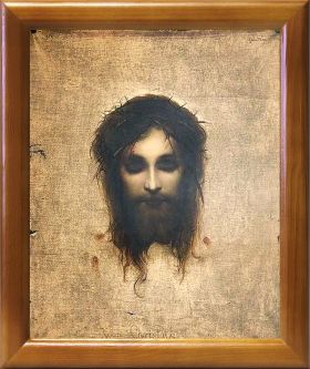Иисус моргающий или Плат святой Вероники, икона в рамке 17,5*20,5 см - Иконы оптом
