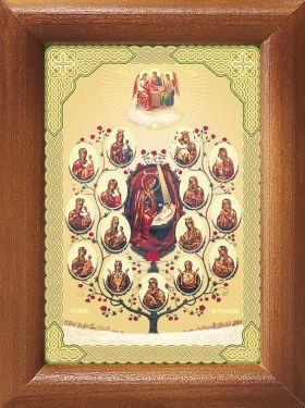 Древо Пресвятой Богородицы, икона в рамке 7,5*10 см - Иконы оптом