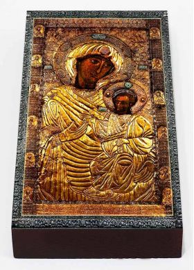 Иверская икона Божией Матери, Афон, печать на доске 7*13 см - Иконы оптом