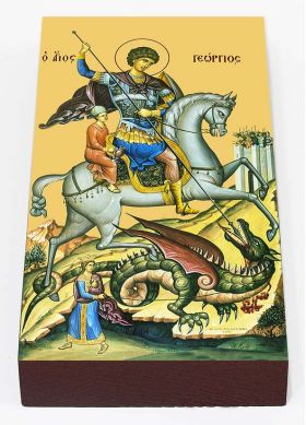 Великомученик Георгий Победоносец на коне, икона на доске 7*13 см - Иконы оптом
