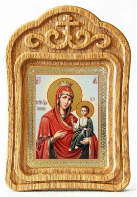 Иверская икона Божией Матери, в резной деревянной рамке - Иконы оптом