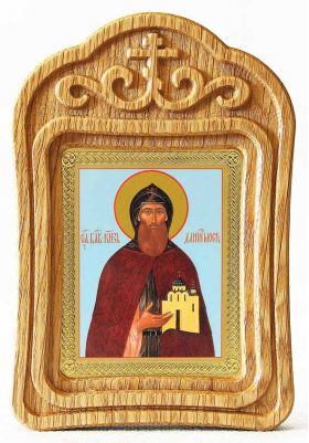 Благоверный князь Даниил Московский, икона в резной деревянной рамке - Иконы оптом