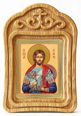 Великомученик Никита Готфский, икона в резной деревянной рамке - Иконы оптом