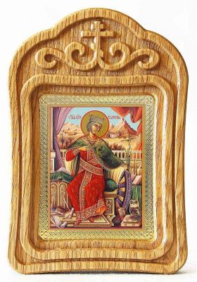 Великомученица Екатерина Александрийская (лик № 054), икона в резной деревянной рамке - Иконы оптом