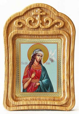 Великомученица Ирина Македонская, икона в резной деревянной рамке - Иконы оптом