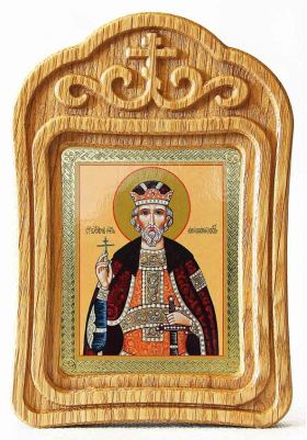 Благоверный князь Юрий Всеволодович, Георгий, икона в резной рамке - Иконы оптом