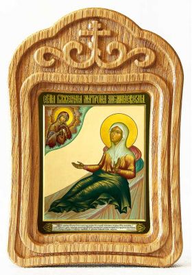Блаженная Матрона Анемнясевская, Белякова, икона в резной деревянной рамке - Иконы оптом