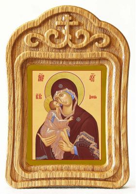 Донская икона Божией Матери, в резной деревянной рамке - Иконы оптом