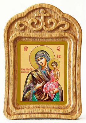 Икона Божией Матери "Воспитание", в резной деревянной рамке - Иконы оптом