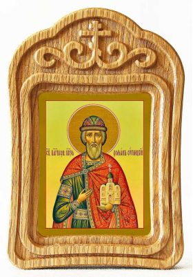 Благоверный князь Роман Угличский, икона в резной деревянной рамке - Иконы оптом