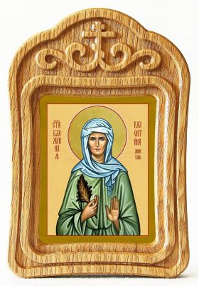 Блаженная Валентина Минская, икона в резной деревянной рамке - Иконы оптом