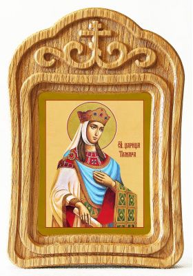 Благоверная Тамара, царица Грузинская, икона в резной деревянной рамке - Иконы оптом