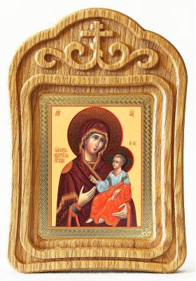 Иверская икона Божией Матери, резная деревянная рамка - Иконы оптом