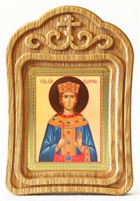 Великомученица Екатерина Александрийская (лик № 011), икона в резной деревянной рамке - Иконы оптом